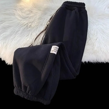 Korean style autumn and winter men and women street personality loose wide leg bound sports pants couple simple casual pants